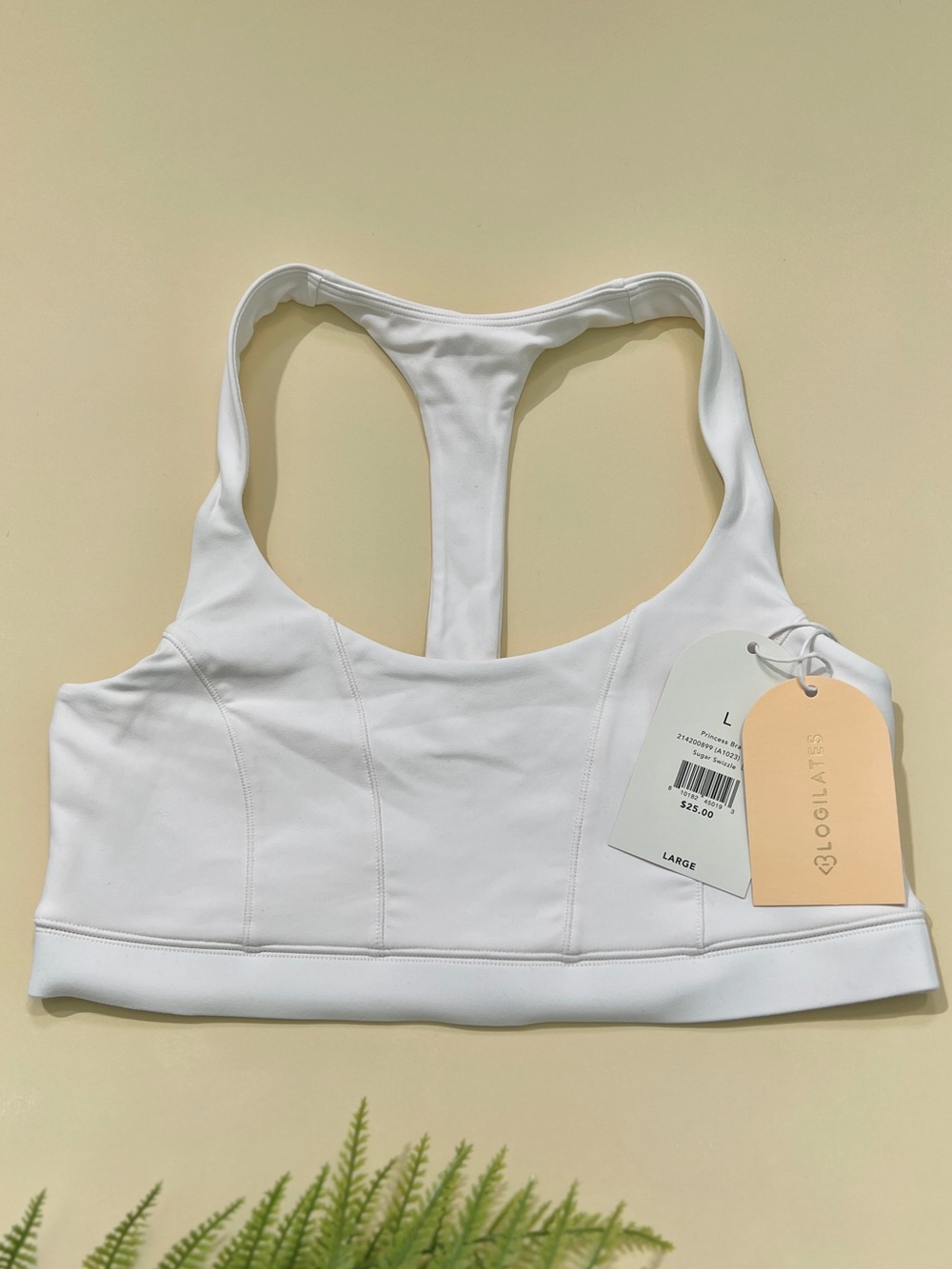 Blogilates Size L White Princess Sports Bra NWT